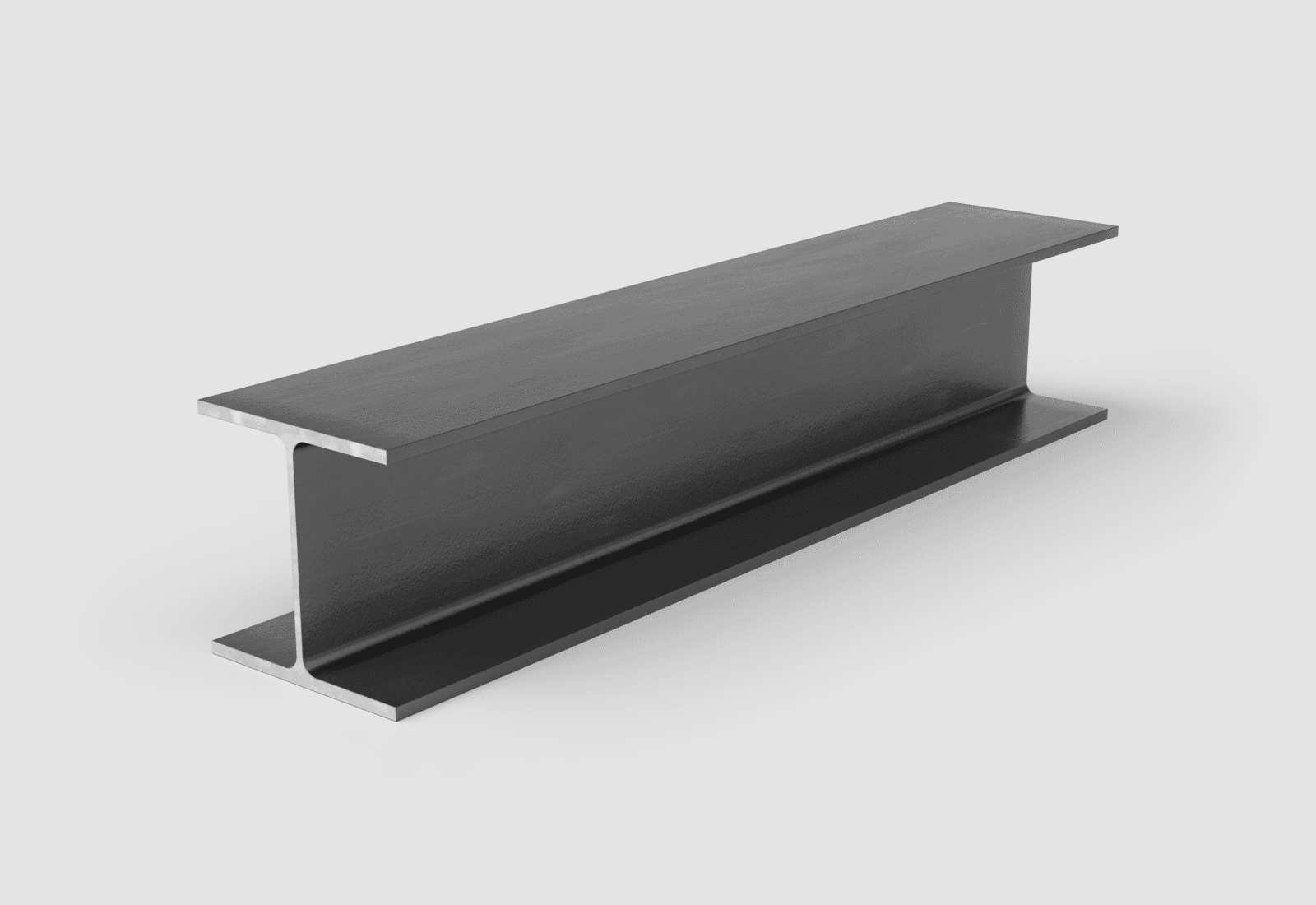 Hot-rolled steel W-Beam on a light studio background